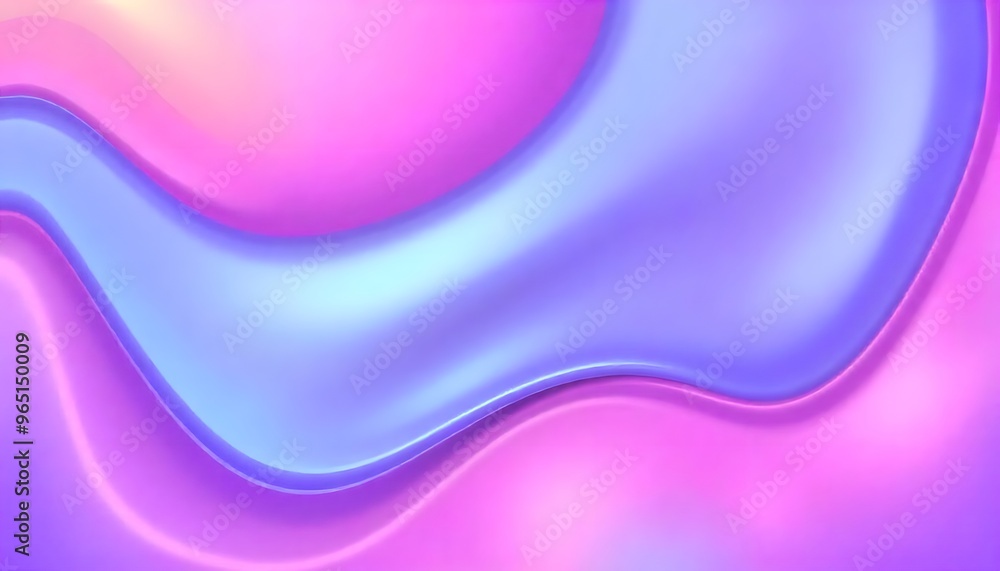 Poster 3d render, abstract background with colorful hologram shapes and shiny curves in the style of a blue