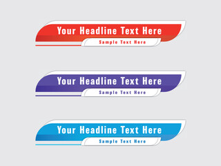 Flat Set of a Lower third design template with 3 color premium vector