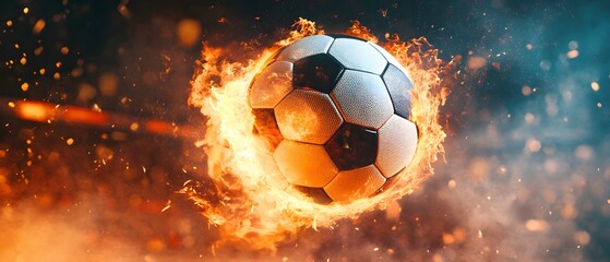 Fototapeta premium Burning Soccer Ball with Fire and Smoke