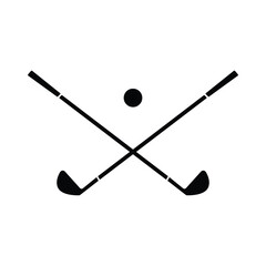 crossed golf sticks icon isolated on white background.