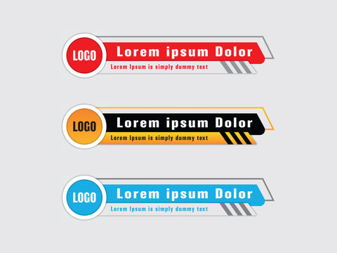 Creative set of Lower third design template with 3 color premium vector