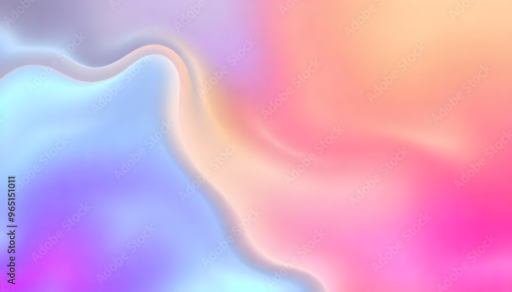 Poster 3d render, abstract background with colorful hologram shapes and shiny curves in the style of a blue