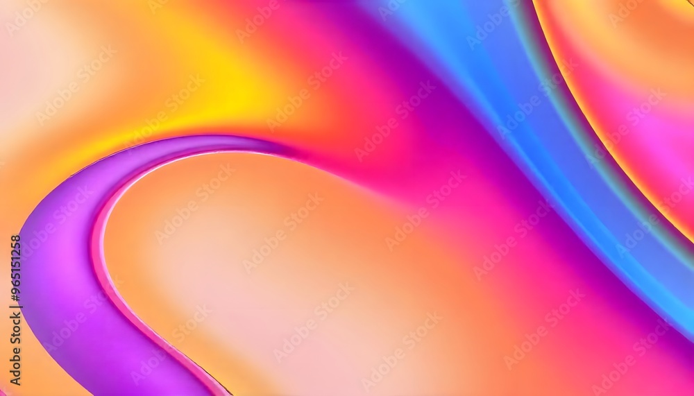 Poster 3d render, abstract background with colorful hologram shapes and shiny curves in the style of a blue
