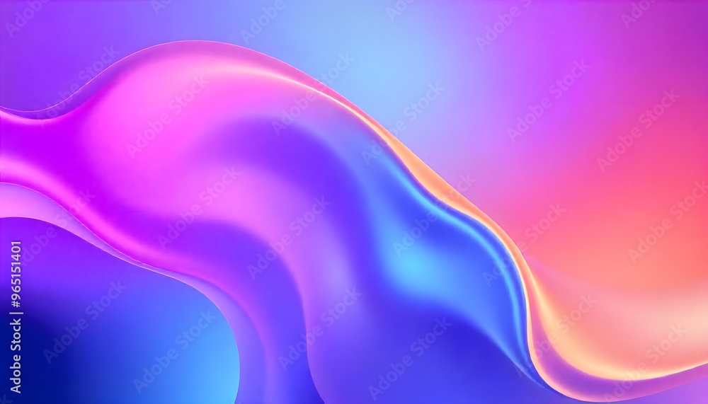 Poster 3d render, abstract background with colorful hologram shapes and shiny curves in the style of a blue