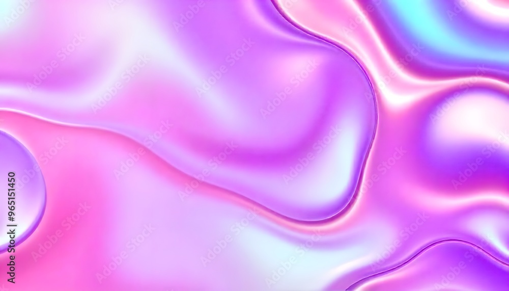Poster 3d render, abstract background with colorful hologram shapes and shiny curves in the style of a blue