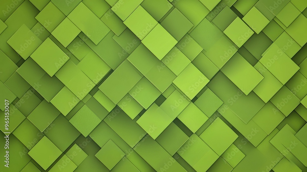 Poster vibrant abstract green banner showcasing unique square textures in a modern flat style, ideal for an