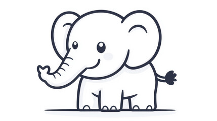 Obraz premium A playful cartoon elephant with a bold black outline, perfect for kids content and vibrant animations.
