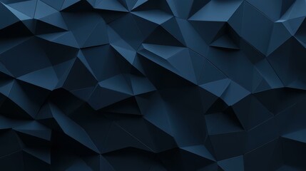Obraz premium Eyecatching dark navy blue background features 3D triangles and light leaks for a modern, abstract presentation design.