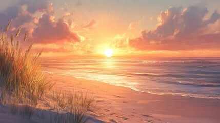 Sunrise over beach backgrounds