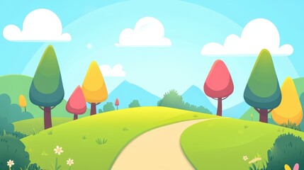 Naklejka premium Bright, fun cartoon scenes filled with playful characters, perfect for any kids room or educational space. A cheerful, vibrant vibe