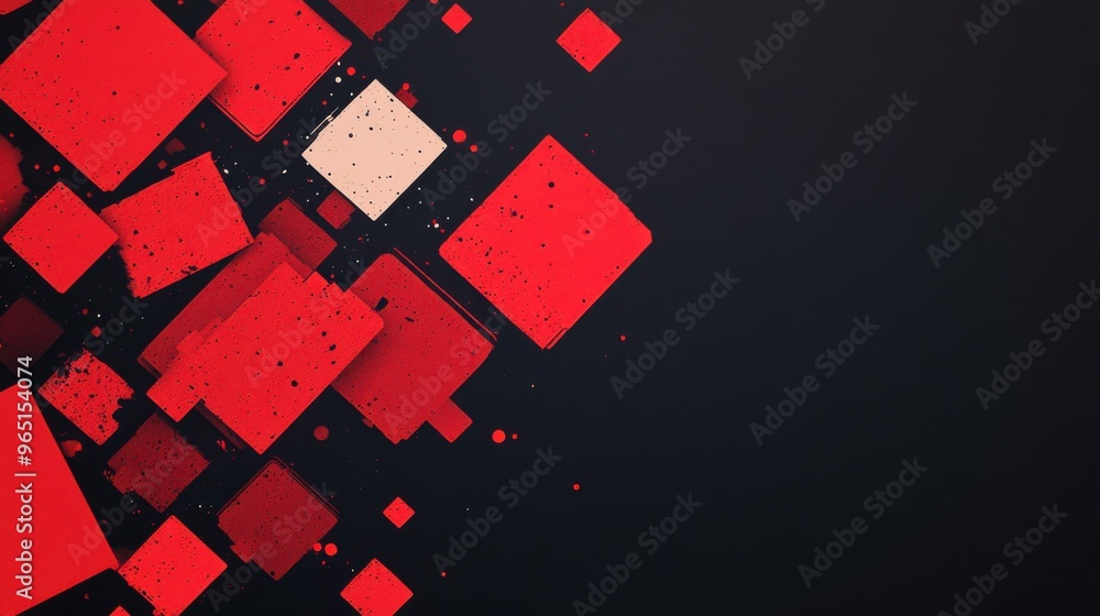 Poster explore a modern abstract tech background featuring a glossy geometric design with vibrant red textu