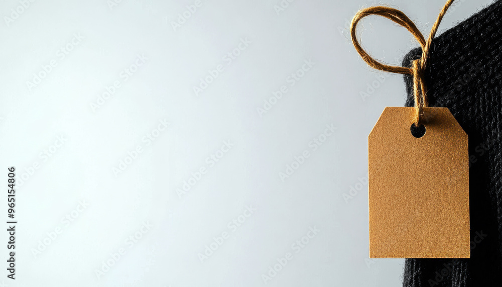 Aufkleber a brown tag with a yellow string hanging from it