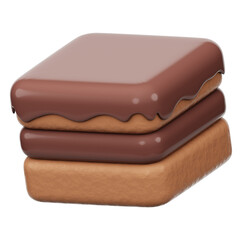 Delicious Chocolate Cake 3D Icon Isolated Transparent Background