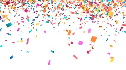 Colorful Confetti Falling on White Background