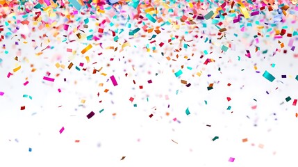 Colorful Confetti Falling on White Background