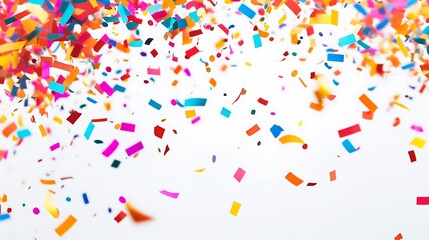 Colorful Confetti Falling on White Background