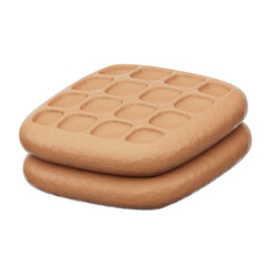 Delicious Waffle 3D Icon Isolated Transparent Background