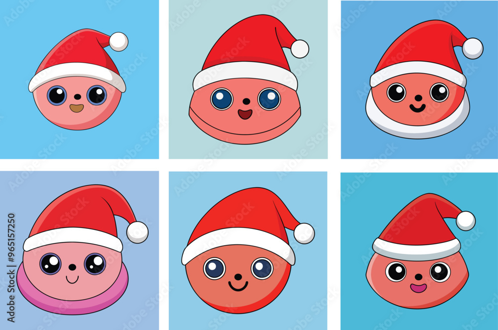 Sticker santa hat design vector art illustration