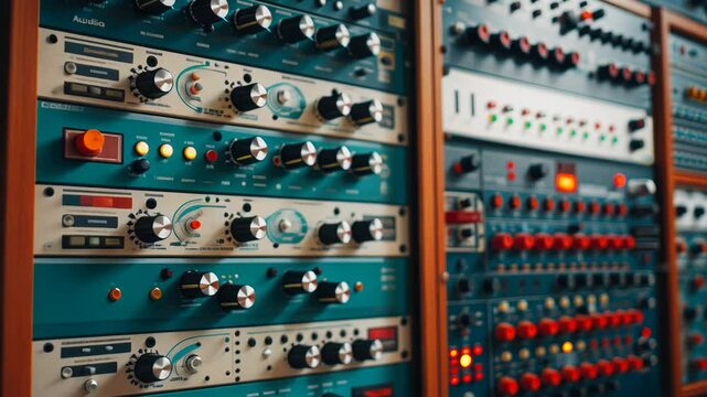 Close-up of vintage audio equipment