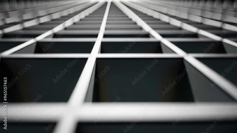 Poster abstract view of a structural grid with depth perspective, emphasizing lines and light