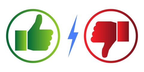 Like and dislike icon thumbs up and down vector icons buttons for websites and mobile apps