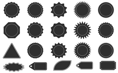 Price sticker set black sunburst badge icon sale special offer discount price tag badges shopping labels stickers
