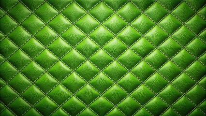 Green quilted leather pattern with a realistic perspective view, quilted, leather, green, pattern, texture,realistic