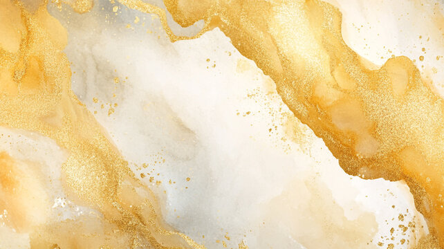 Elegant abstract illustration featuring golden swirls over a soft, marble-like background