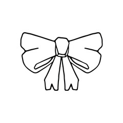 A clean, hand-drawn illustration of a bow, rendered in black and white
