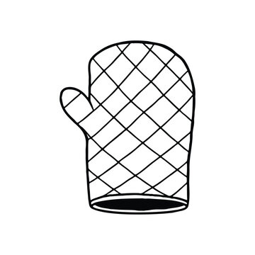 black oven mitt with quilted pattern clip art preview