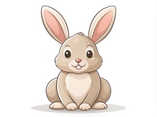Obraz premium Adorable cartoon rabbit with simple, curved lines and minimal features, sitting on a blank background, perfect for kids' drawing and illustration projects.