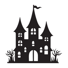 Halloween silhouette vector illustration isolated on white background.