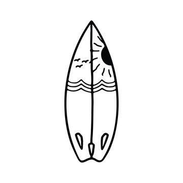 recommend clip art: Surfboard line drawing illustration