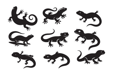Gecko silhouette vector illustration, Gecko silhouette vector, Gecko silhouette PNG 