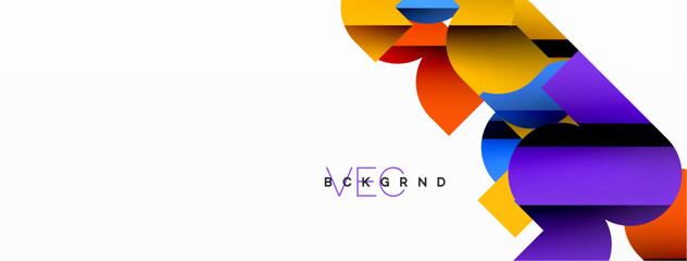 Abstract background. Colorful geometric curve shapes with black shadow lines effects