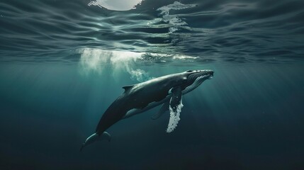 Obraz premium Close-up of Humpback Whale Underwater