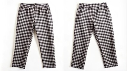 Patterned checked trousers in black and white design for a stylish and trendy look, fashion, clothing, pants