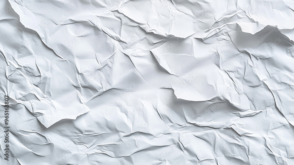 Poster crumpled white paper texture creating an interesting background for artistic and design purposes