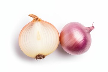 Fototapeta premium Onion and half isolated on white background. Generative ai