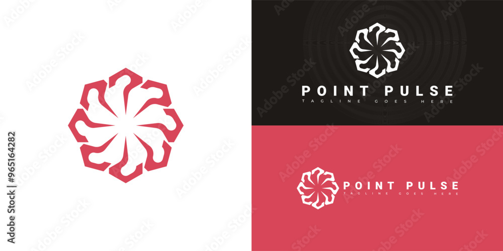 Poster modern spiral vector logo initial letter p or pp in red color isolated on multiple background colors