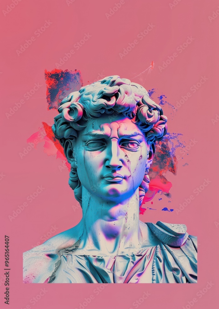 Poster classical statue vibrant colors