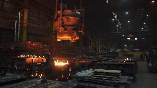 Metal casting in an industrial foundry involves various techniques and operations. Stock Clip