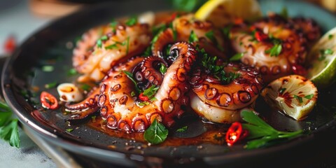 Unlimited Dining Establishment Offering Spicy Stir-Fried Octopus and Cuttlefish