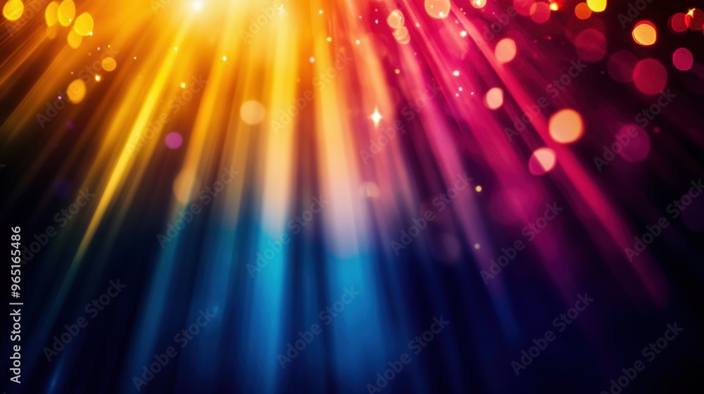 Aufkleber a vibrant abstract background featuring colorful rays and bokeh lights, perfect for creative designs