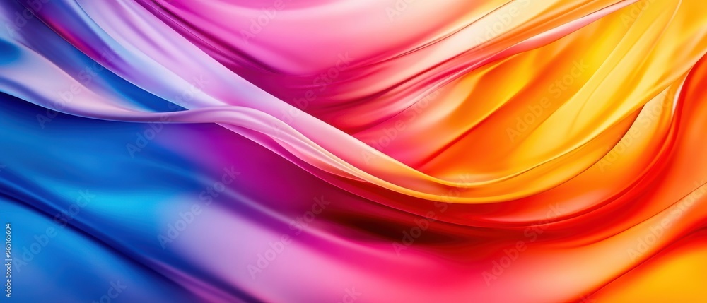Poster a vibrant blend of colorful waves creating a dynamic and fluid abstract artwork, perfect for modern 
