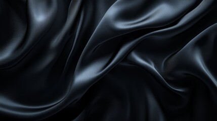 Fototapeta premium Black satin fabric background