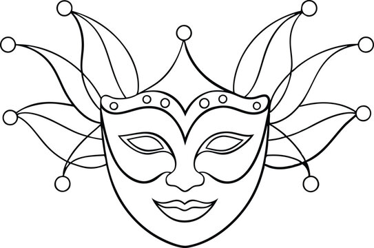 recommend clip art: carnival mask line art vector illustration