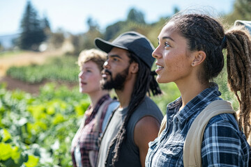 Obraz premium Group of diverse people learning about sustainable farming practices