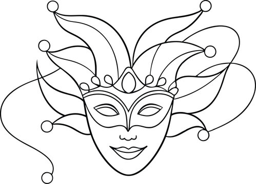 recommend clip art: carnival mask line art vector illustration