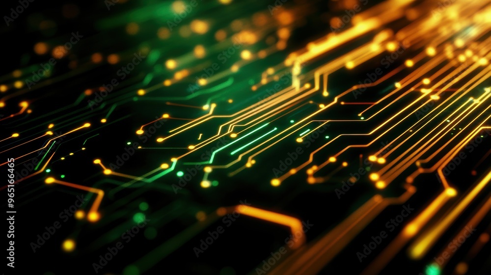 Aufkleber abstract digital technology background with glowing circuit lines and vibrant colors, representing i